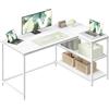 VASAGLE Scrivania Angolare a L, Scrivania Gaming per Computer con Scaffale Reversibile, Ripiano Regolabile in Altezza, per Studio Ufficio, 120 x 80 cm, Bianco Acero LWD136WF01
