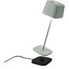 Zafferano, Lampada Ofelia, Lampada da Tavolo Ricaricabile e Senza Fili con Controllo Touch, Utilizzabile anche come Lampada da Esterni, Dimmer, 2200-3000 K, Altezza 29 cm, Colore Salvia
