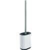 GEDY | Scopino WC Biagio, Scopettino Bagno in Acciaio Inox e Resine Termoplastiche, Fissabile con Biadesivo o da Appoggio, Spatola in Silicone, Manico Smontabile, Bianco 45x11,4x7,7cm