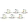 THUN Set 6 Tazzine Espresso con Piattini in Porcellana, Collezione Incanto di Primavera, 7,5x6 cm