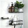 elzle 3 Pezzi Mensola Doccia Senza Foratura, Organizer Bagno con Porta Sapone per Doccia, Porta Bagnoschiuma da Doccia in Acciaio al Carbonio, Autoadesivo Mensola Bagno Senza Foratura