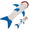 Kanguru Coperta Squalo, Misura per bambini, soffice plaid in pile per divano o letto, sacco a pelo kids, Shark Blanket Lunga 142 cm, idea per regalo bambina Natale o Compleanno, Grigia