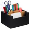 Relaxdays Organizer da Scrivania, in bambù, 5 Scomparti, Portapenne da Ufficio, Box Cosmetici, 9,5 x 18 x 15 cm, Nero