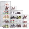 SONGMICS Scatole per Scarpe, Contenitori per Scarpe, Organizzatori Portascarpe Pieghevoli e Impilabili, Fino alla Taglia 43, Set di 18, Trasparente e Bianco Nuvola LSP066W18