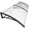VOUNOT® Pensilina Tettoia per Porta Balcone Esterno 200x80 cm, Tetto Policarbonato Alveolare Trasparente, Nero