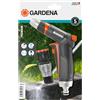 Gardena Set Pistola per Irrigazione e Raccordo Rapido Acquastop Premium, per Tubi da 13 mm (1/2") e 15 mm (5/8"), Getto Regolabile da Stretto a Nebulizzato, per Innaffiare e Pulire (18306-20)