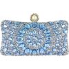 Boutique De FGG Chiusura a Perla Donna Borsa di Cristallo Borse da Sera del Partito con Strass Pochette e Clutch da Sposa con Diamante, Piccolo, Azzurro