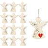 DAHI 40 Pz Angeli di Natale in Legno da Appendere, Sagome di Legno Natalizie, con Corda, Decorazioni per Albero di Natale (Angelo Custode-A)