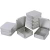 LJY 8 Pezzi Scatola di Latta con Coperchio a Cerniera (9,3x8,3x2,5 cm) - Mini Tin Box in Metallo Quadrata per Organizzazione Minuteria e Accessori, Contenitori Piccoli per Fai-da-Te (Argento)