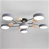 JingNian Lampada da Soffitto A LED, Plafoniera Moderna A 6 Luci, Lampadario in Legno da 48 W con Paralume in Acrilico per Soggiorno, Camera da Letto, Cucina(Size:6 Lights,Color:D)