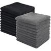 KinHwa Strofinaccio lavabile in microfibra nero e grigio, 20 x 20 cm | Strofinacci in microfibra da cucina, senza pelucchi, antigraffio, altamente assorbenti, ad asciugatura rapida, durevoli