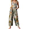 YILEEGOO Salopette in Cotone e Lino per Donna, Tuta Casual da Signora con Pantaloni Larghi e Ampi a Gamba Larga Jumpsuit Playsuit, Giallo, M