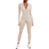 Voqeen Tuta Donna Manica Lunga Zip Up Leggings Scollo a V Yoga Tuta Aderente Cerniera Completo Elegante Playsuits Jogging Rompers Pantaloni Tute