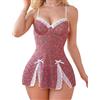 Aranmei Lingerie Sexy Babydoll Pizzo Biancheria da Notte Scollo a V Chemise Abiti Abito San Valentino Camicia da Notte per Le Donne
