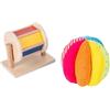 Adena Montessori Set di giocattoli per bambini con specchio Montessori, puzzle peekaboo, tamburo rotante medio e kit palla di stoffa arcobaleno giocattolo per bambini di età compresa tra 6 e 12 mesi