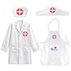 Rppiup 4 Pezzi Camicia Dottore Giocattoli Costume, Kit Dottore Medico per bambina con Cappello, Unisex Laboratorio jeu de rôle Costume docteur Giochi Giochi Ruolo Halloween
