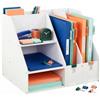 Relaxdays Organizer da scrivania A4, 7 scomparti, bianco