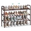 SONGMICS Scarpiera Espandibile, Scaffale Porta Scarpe in Metallo a 3 Ripiani, Organizzatore per Scarpe Regolabile, per Corridoio, Armadio, Entrata, Montaggio Facile, Bronzo LMR039A01