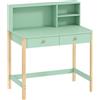 Giordanoshop Scrivania per Bambini 5-12 Anni 90x52x105 cm con 3 Ripiani e 2 Cassetti in Legno Verde