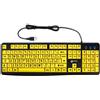 Geemarc, tastiera USB-A per PC, layout QWERTY italiano, tasti grandi, colore nero/giallo