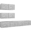 vidaXL Set di Mobili Porta TV 4 pz Grigio Cemento in Legno Multistrato