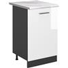 Vicco Mobiletto base cucina R-Line, Bianco lucido/Antracite 50 cm | 1 Anta · Piano di lavoro incl. · Piedini regolabili in altezza · 1 Ripiano · ✓ Liberamente combinabile