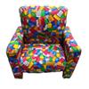 TexLom Poltroncina per Bambini in Legno Ultra Resistente, Poltrona Imbottita con Seduta Morbida Maxi, Design Colorato per Cameretta, Robusta e Confortevole - Dimensioni 50x37x52 cm (Mattoncini)