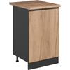 Vicco Mobiletto base cucina R-Line, Rovere dorato/Antracite 50 cm | 1 Anta · Piano di lavoro incl. · Piedini regolabili in altezza · 1 Ripiano · ✓ Liberamente combinabile