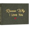 Miaikoe Libro in tessuto con scritta in inglese What I Love about You, da riempire con lo spazio vuoto, per coppie, marito, moglie, lui, lei, compleanno, Natale, calza della Befana, colore: verde