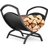 VOUNOT® Portalegna da Interno a Forma di X, Cesta Porta Legna in Metallo per Camino e Esterno, Base Robusta e Stabile per Legna da Ardere, 40,5x32x33 cm, Nero