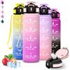 Grsta Borraccia 1 litro, Borraccia con Cannuccia, Senza Perdite, Water Bottle Motivazionale, Facile da Pulire, Bottiglia Trekking, Con Slogan Motivazionale, Borracce per Fitness, Escursionismo, Ciclismo