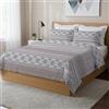 PENSIERI DELICATI Parure Copripiumino Matrimoniale 100% Cotone, Completo di Sacco 250x200cm e 2 Federe 52x82cm, Made in Italy, Copripiumino Lavabile In Lavatrice A 40°, Fantasia Norvegia Verde Tortora