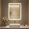 SONGMICS Specchio Bagno con Luce, Specchio da Parete Rettangolare, Funzione Antiappannamento, Tonalità e Luminosità Regolabili, Trucco, Camera da Letto Bagno, 70,7 x 50,7 cm, Bianco Nuvola LWM212WC02