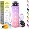 HoneyHolly Borraccia Bambini, 500ML, A prova di perdite Borraccia, Riutilizzabile Borracce Motivazionale, Semplice e Portatile, Bottiglia Acqua per Corsa, Bicicletta, Lavoro, Scuola, Borracce