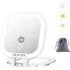 WEILY Specchietto da Borsetta, Specchio da Viaggio Bifacciale con 1X/10x Ingrandimento, con 3 Luci Colorate e Controllo Touch, Specchio Trucco Portatile Ricaricabile Tramite USB (Bianco)