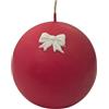 Cereria Di Giorgio - Candela Sfera Rossa Decorata con Fiocchi Di Cera - Diametro 10 cm - Durata 49 ore - Artigianale