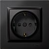 SIMON - Presa da incasso Schuko, Simon 10, 250 V, 16 A, presa a parete piatta e sottile, facile da installare, include telaio, coperchio e meccanismo, base di presa femmina, colore nero