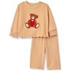 Amazon Essentials X Sofia Grainge - Set Composto da Pantaloni e Top in Spugna Francese, Unisex, Color Cammello Chiaro, con Cuore Grande Orso, 6-9 Mesi