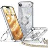 XYZ Cover per iPhone 17 Air con Cordino, Argenteo | Custodia con Cuore Doppio Anello Stand Lusso Glitter Cellulare, Donne Antiurto Placcato Morbido Protettivo Chiaro