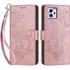 SIENIANLINE Cover per Motorola Moto G13 / G23 custodia portafoglio Oro Rosa | 3 scomparti carte, 1 tasca banconote, Chiusura magnetica, Supporto, Pelle PU flip cover per Moto G13 / G53
