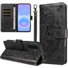 laddutoi Cover per Samsung Galaxy A57 5G Magnetica Flip Case, Nero | Custodia con supporto, Portafoglio in Pelle, Slot per scheda, Wallet Cover con cordino, Protezione a 360 gradi, Mandala