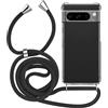 MyGadget Cover per Google Pixel 8 Pro - Custodia con Corda - Case Trasparente Antiurto con Laccio | Tracolla - Practical Stylish - Nero