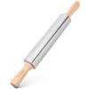 Navaris Mattarello Acciaio Inox - Rullo Antiaderente Stendipasta con Manici in Legno Ø5x43,5cm - Cilindro Rotante Stendi Pasta Pizza e Impasto Dolci