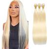 Salharer Extension Capelli Veri Tessitura Straight Human Hair Bundles Unprocessed Real Hair 3 Extensions 50g/Per Double Weft Remy #613 Blonde Color for woman 18 20 22 Inch