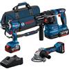 Bosch Professional 18V System Combo kit a batteria: GSB 18V-45 + GBH 18V-22 + GWS 18V-8 (incl. 3 batterie GBA 4.0Ah, GAL 18V-40, borsa degli attrezzi) - Amazon Exclusive