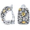 Bling Jewelry Steampunk Due Toni Cristallo Ampio Mezzo Cerchio Clip Su Orecchini Non Forati Orecchie Ossidato Sliver Oro Placcato Ottone