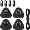 IOPKLYTF Toppa triangolare con anello a D in acciaio inossidabile da 4 pezzi | Ganci elastici neri da 2,5 m for canoa kayak SUP for gommoni in PVC
