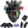 Generic Giovani Airsoft Casco Maschera Facciale Occhiali NVG Modello Set Nero | Guscio Plastica;Lente Arcobaleno;Luce Strobo Segnale;Supporto L4G24;Per Caccia,Cosplay,Oggetti Scena
