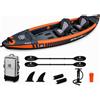 BRUNELLI Raptor 440 Kayak Gonfiabile per 2 Persone, Drop-Stitch Kayak da Touring, 10 PSI, 3 Camere d'Aria, Include 2 Pagaie, 2 Sedili, Pompa, Pinne e Borsa per il Trasporto