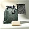 WTpin Borsa per sapone da viaggio, impermeabile e a tenuta stagna, con sacchetto di schiuma e moschettone, per viaggi, campeggio, attività all'aperto (verde)